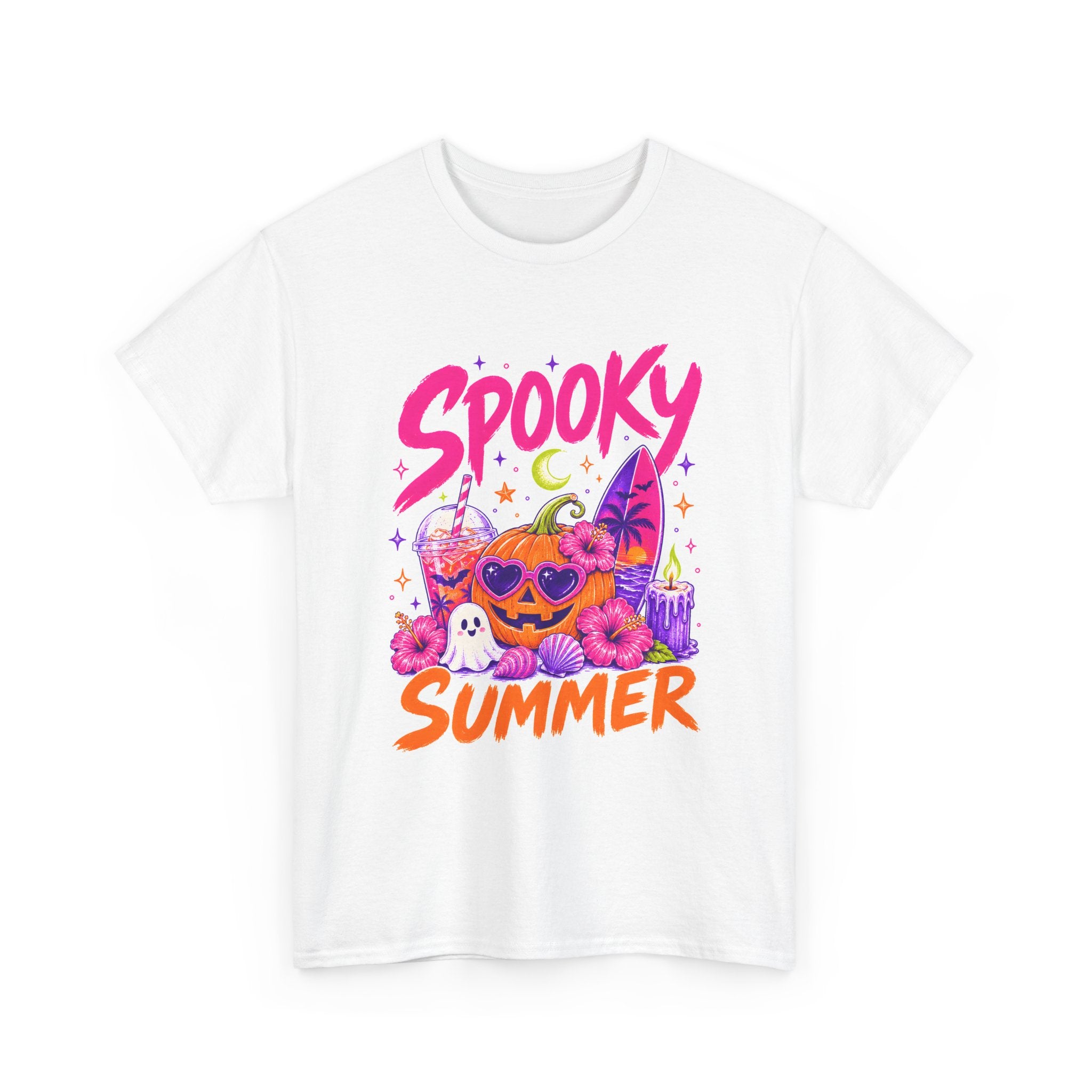 Spooky Summer Tee — Cute Halloween Pumpkin & Ghost Graphic Shirt