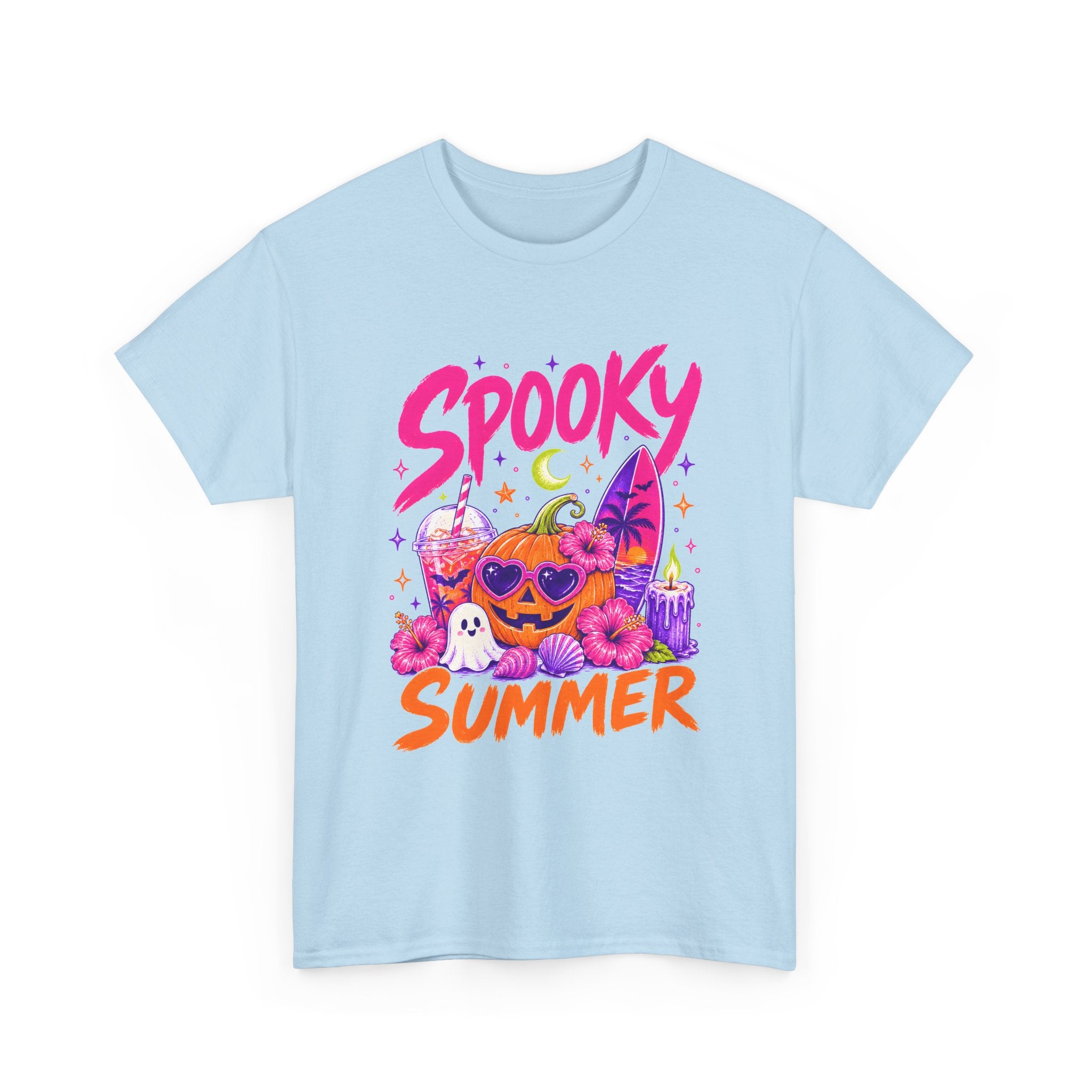 Spooky Summer Tee — Cute Halloween Pumpkin & Ghost Graphic Shirt