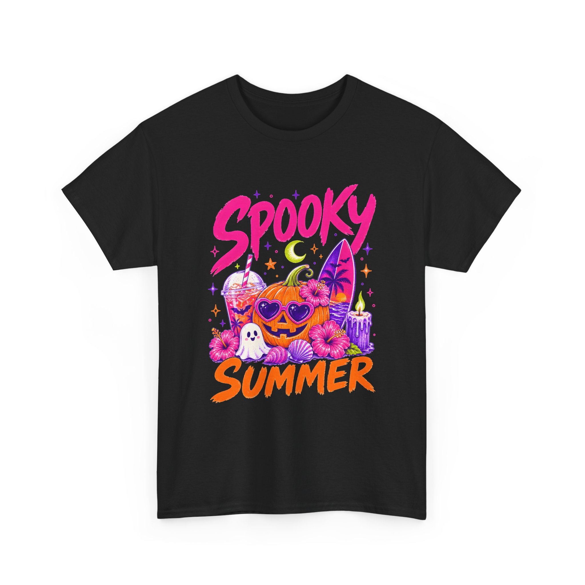 Spooky Summer Tee — Cute Halloween Pumpkin & Ghost Graphic Shirt