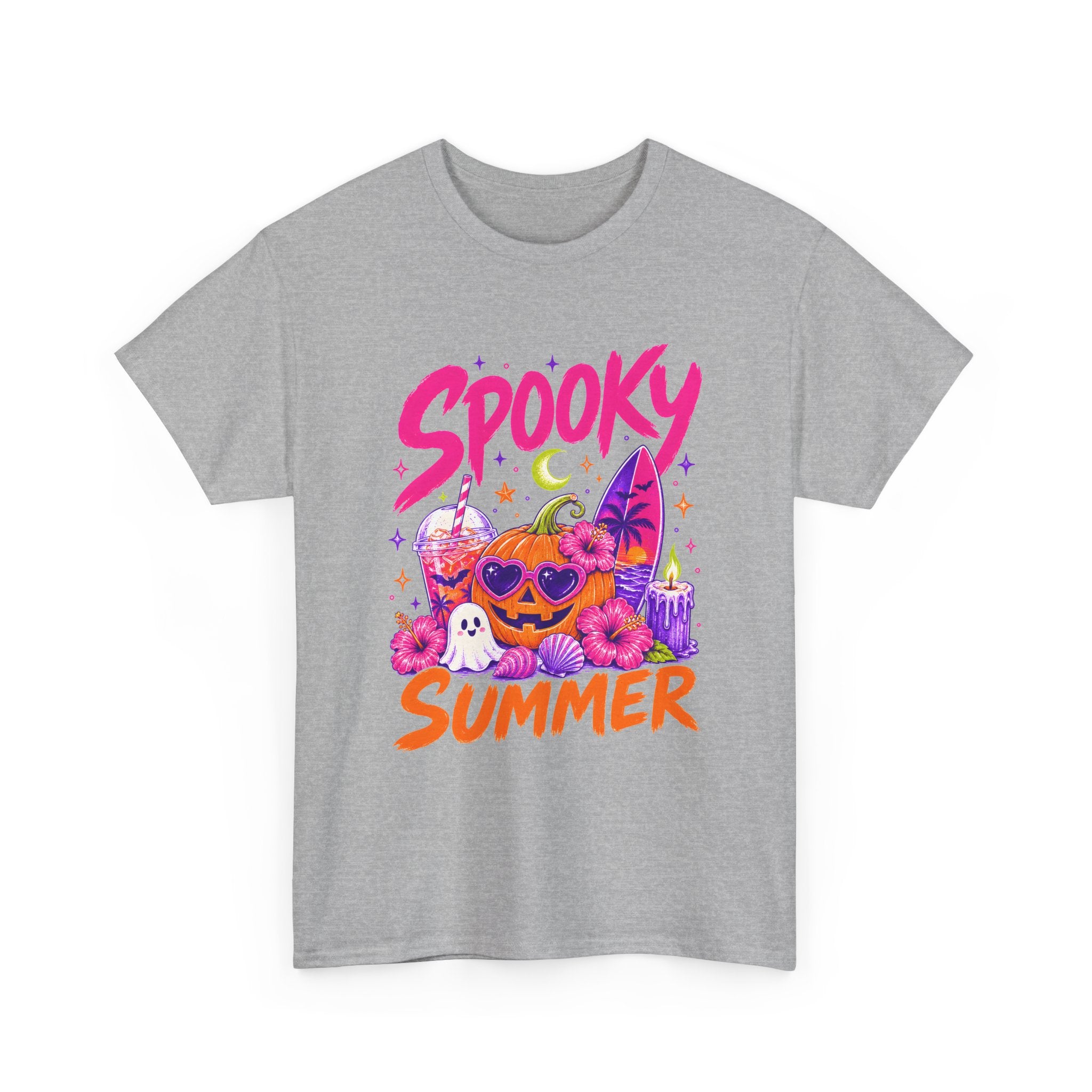Spooky Summer Tee — Cute Halloween Pumpkin & Ghost Graphic Shirt