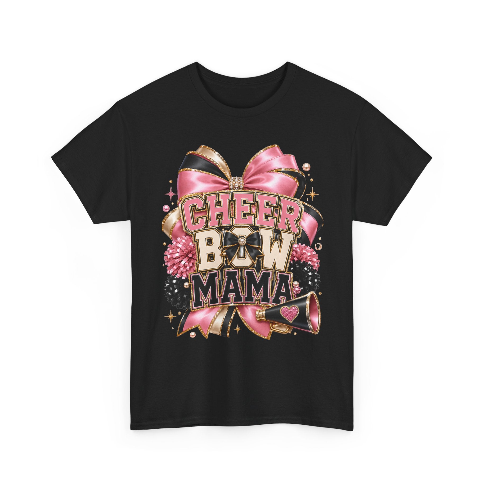 Cheer Bow Mama T-Shirt — Pink Cheer Mom Graphic Tee