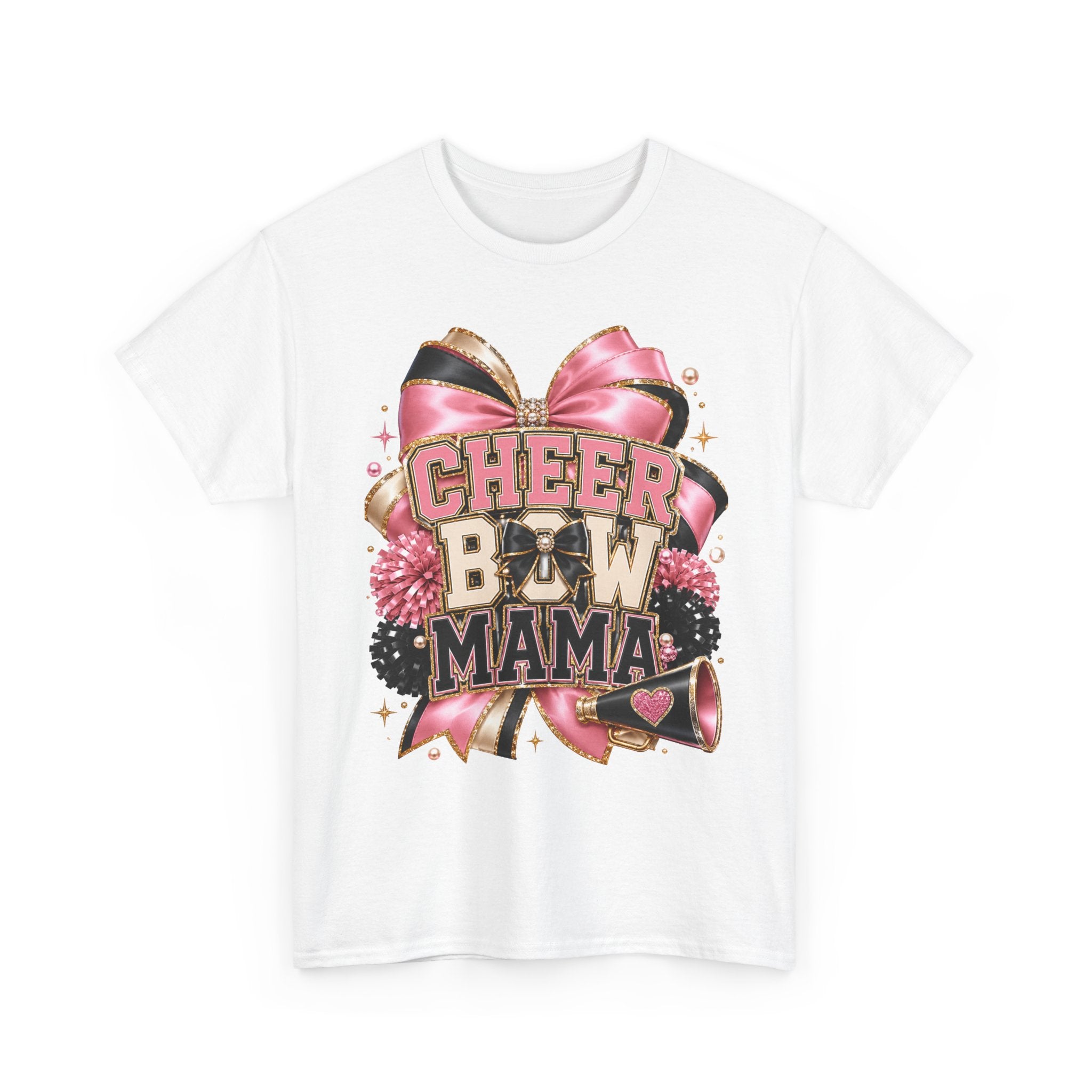 Cheer Bow Mama T-Shirt — Pink Cheer Mom Graphic Tee