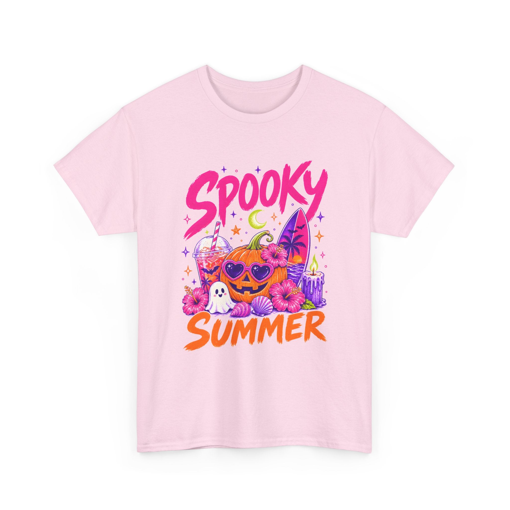 Spooky Summer Tee — Cute Halloween Pumpkin & Ghost Graphic Shirt