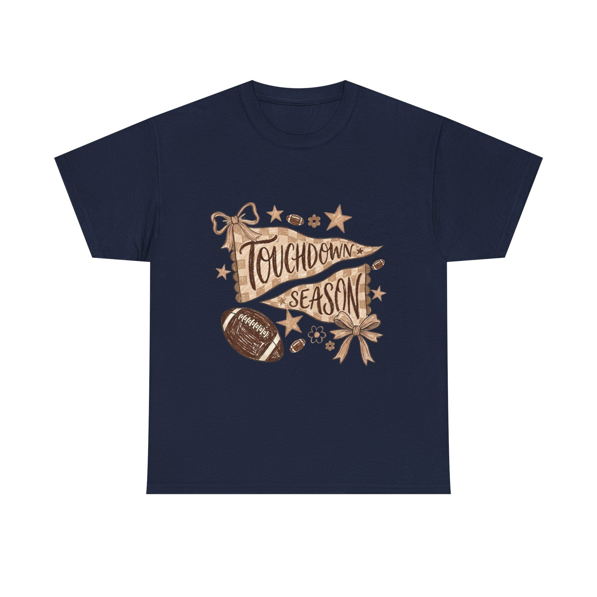 Touchdown Season Football T-Shirt — Vintage Pennant & Football Design