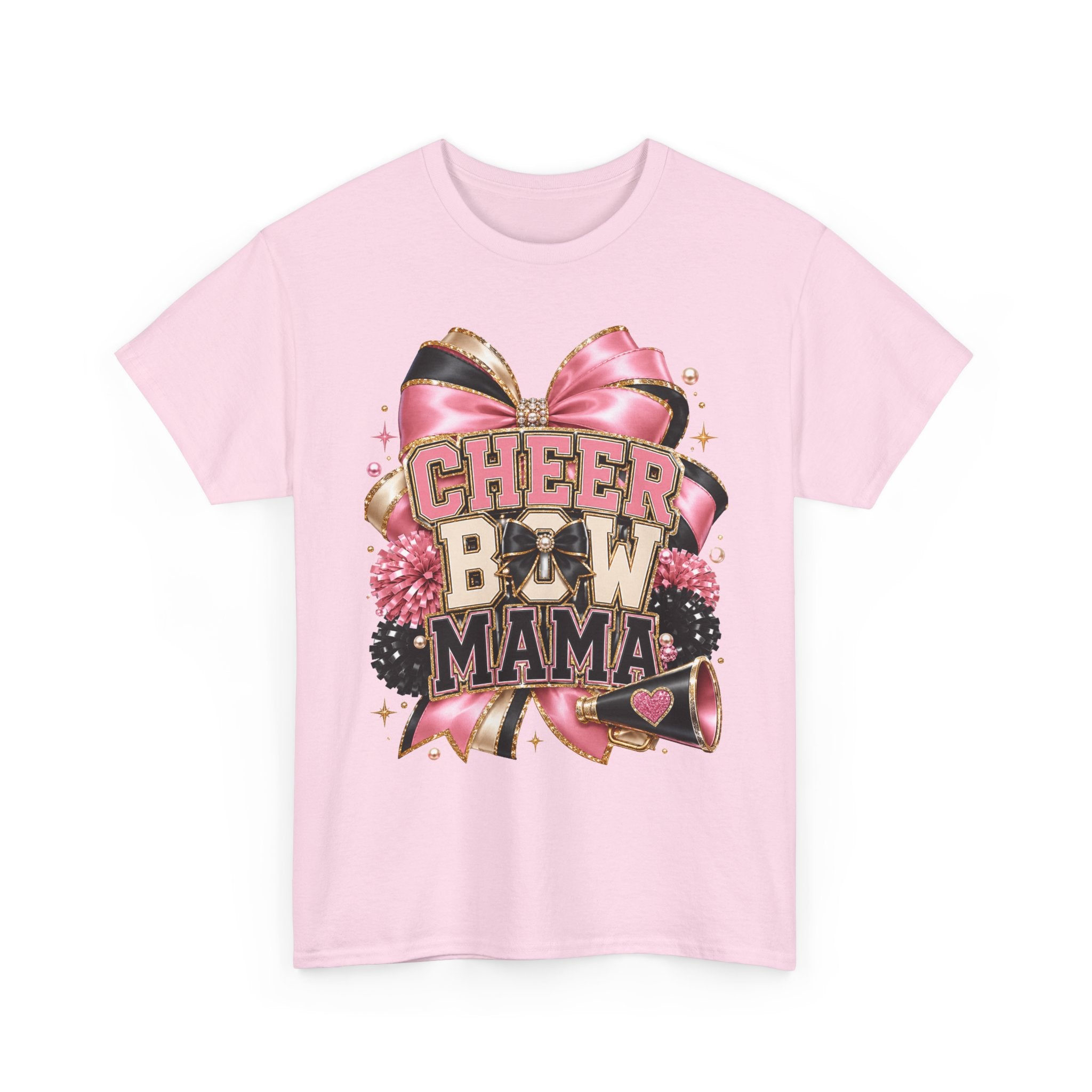 Cheer Bow Mama T-Shirt — Pink Cheer Mom Graphic Tee
