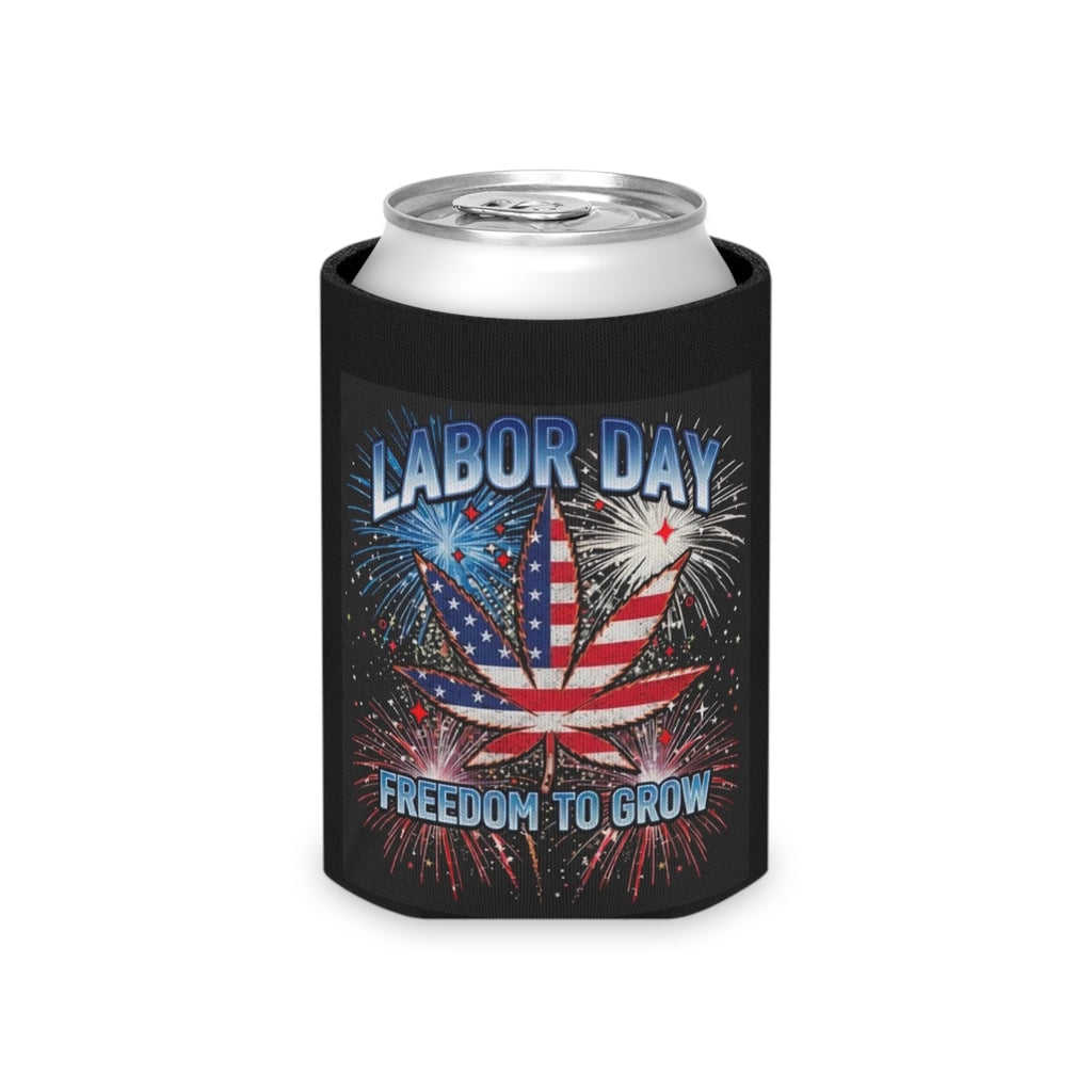Can Cooler — "Labor Day Lit" Patriotic Beer Koozie (Freedom to Get Lit)