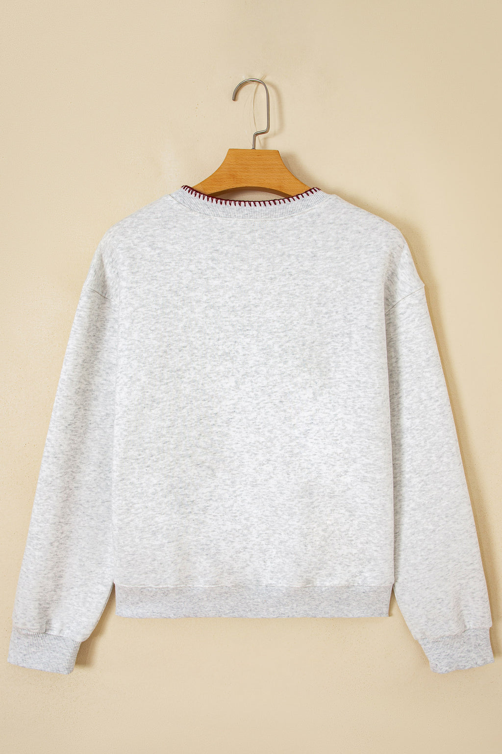 Light Grey Western Print Embroidered Casual Sweatshirt