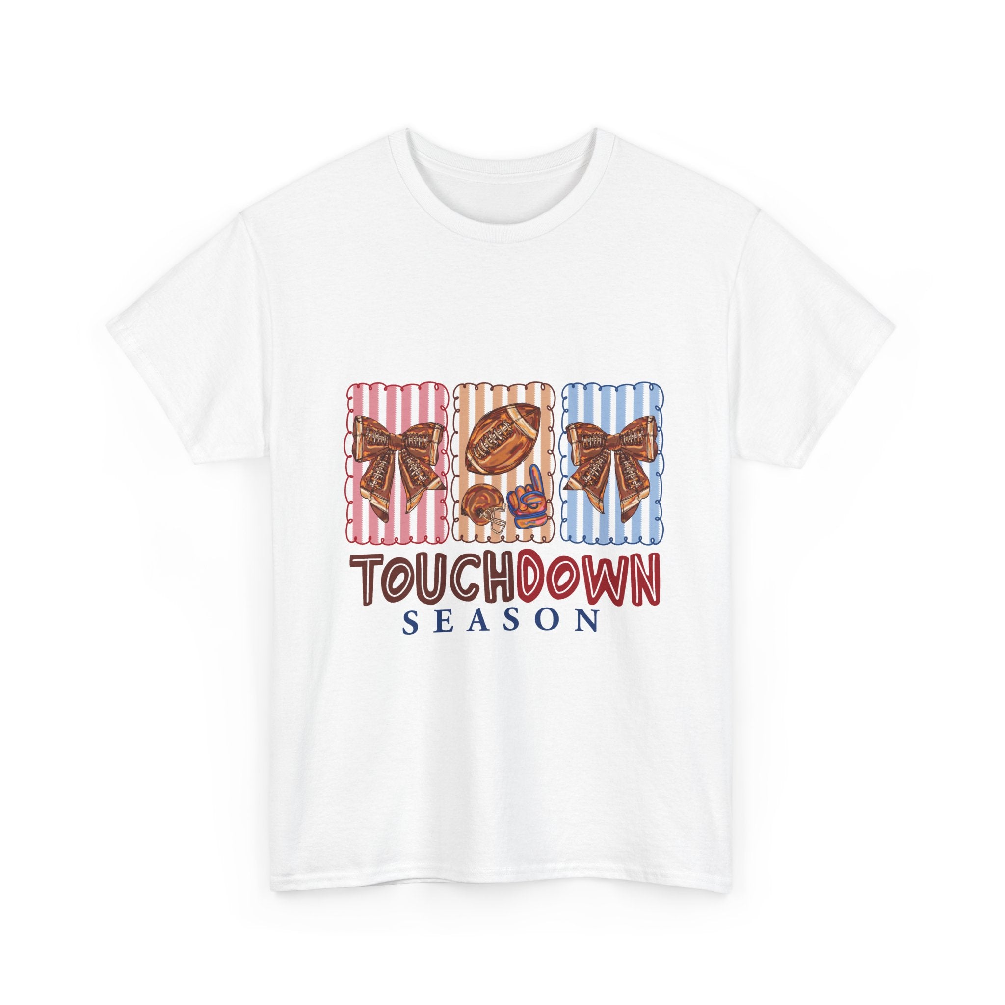 Touchdown Season — Football Bow & Stripes Game Day Tee