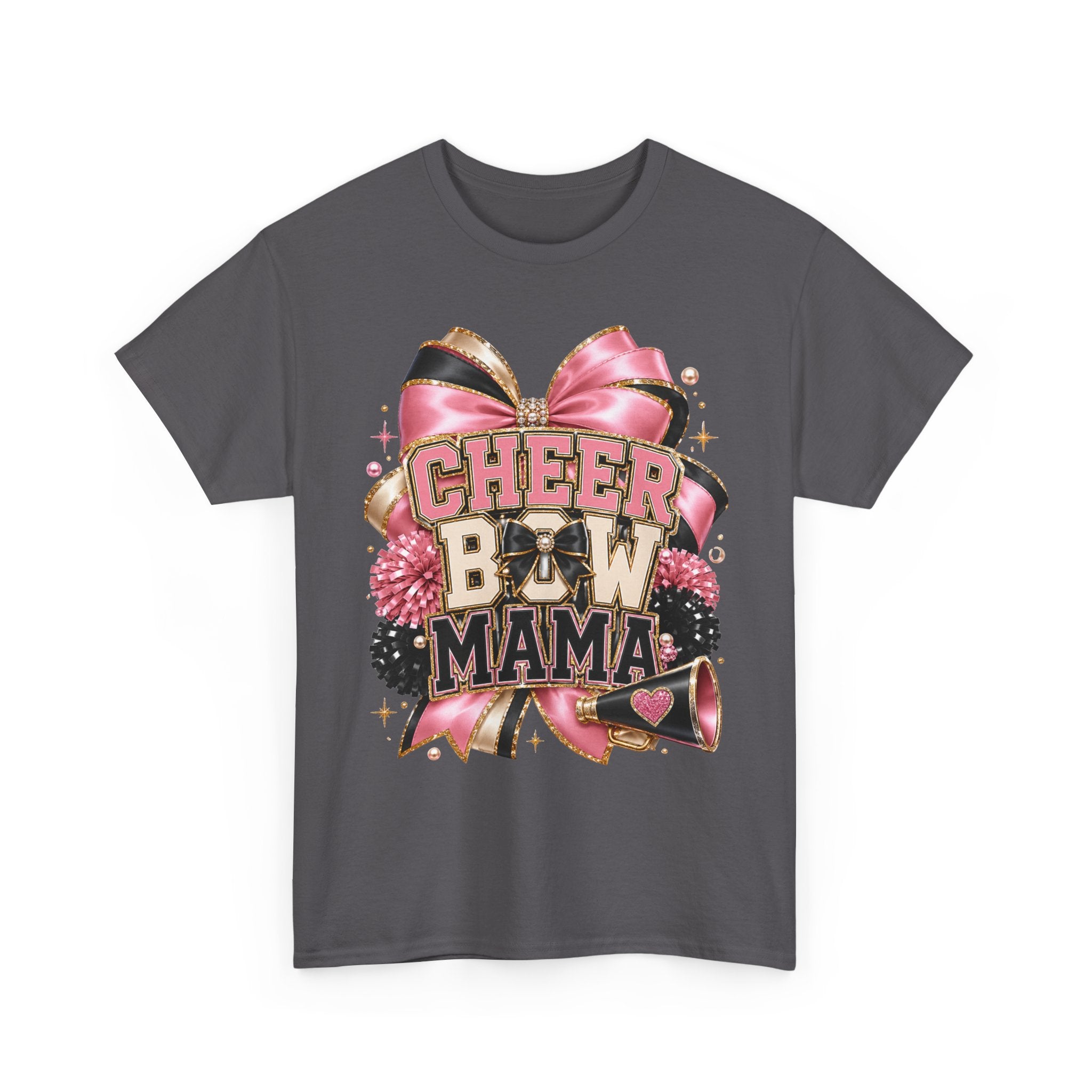 Cheer Bow Mama T-Shirt — Pink Cheer Mom Graphic Tee