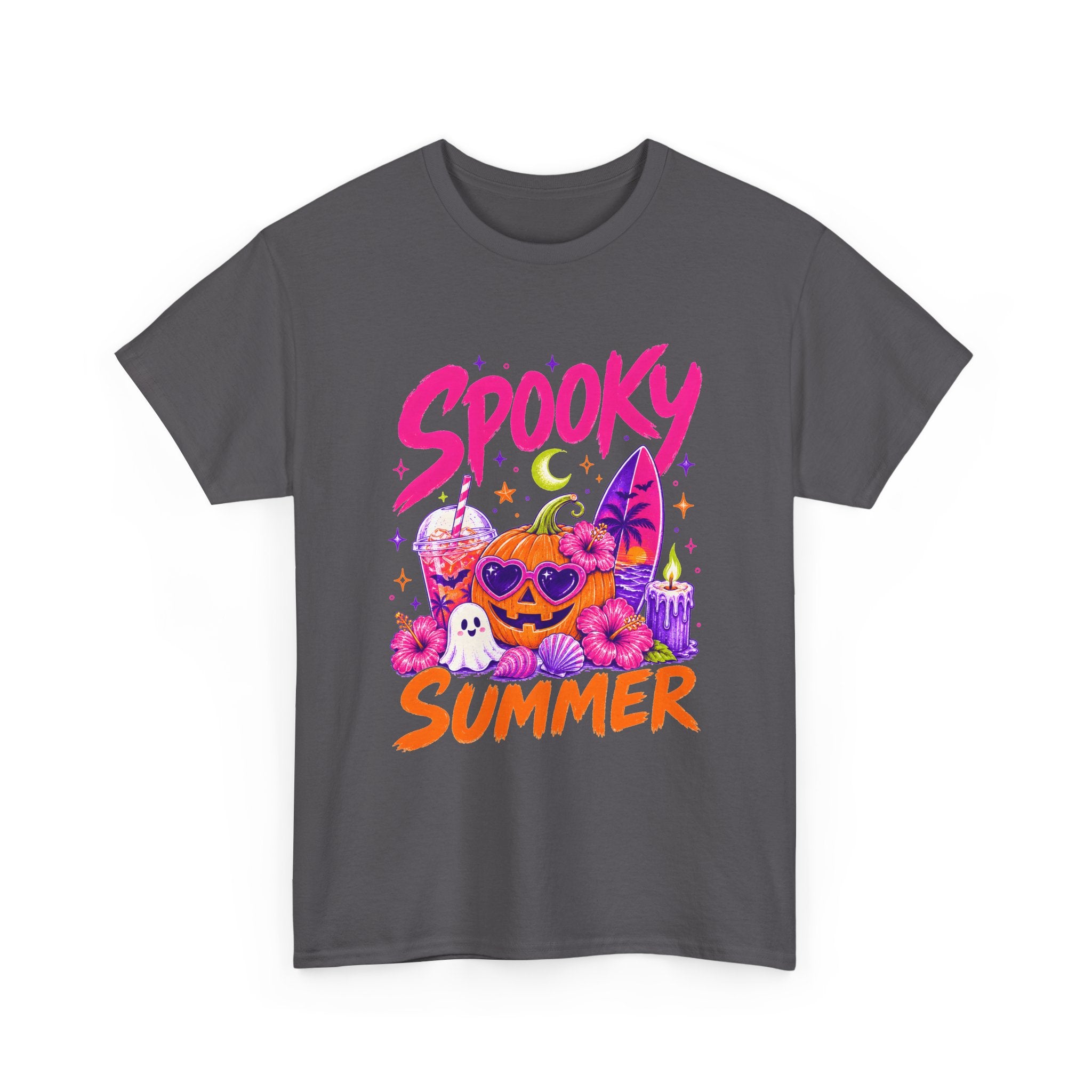 Spooky Summer Tee — Cute Halloween Pumpkin & Ghost Graphic Shirt