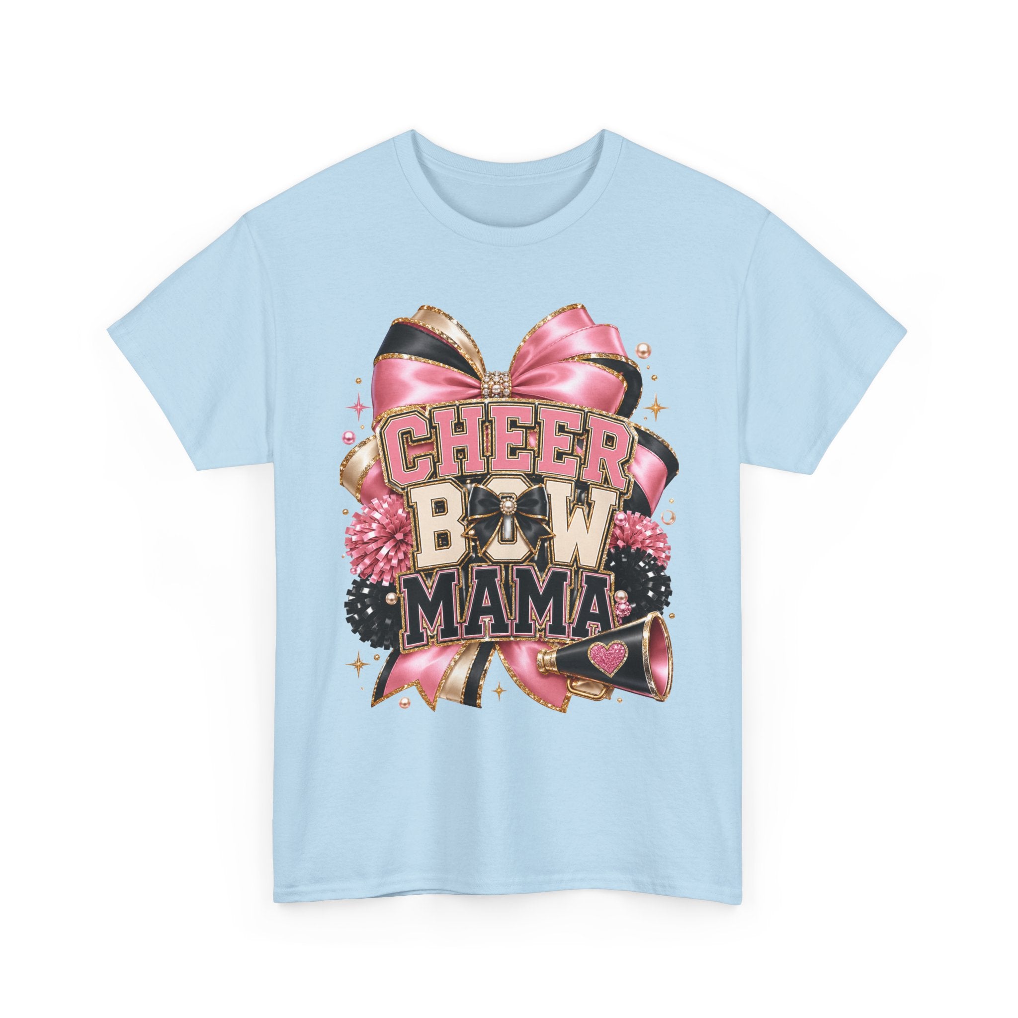 Cheer Bow Mama T-Shirt — Pink Cheer Mom Graphic Tee