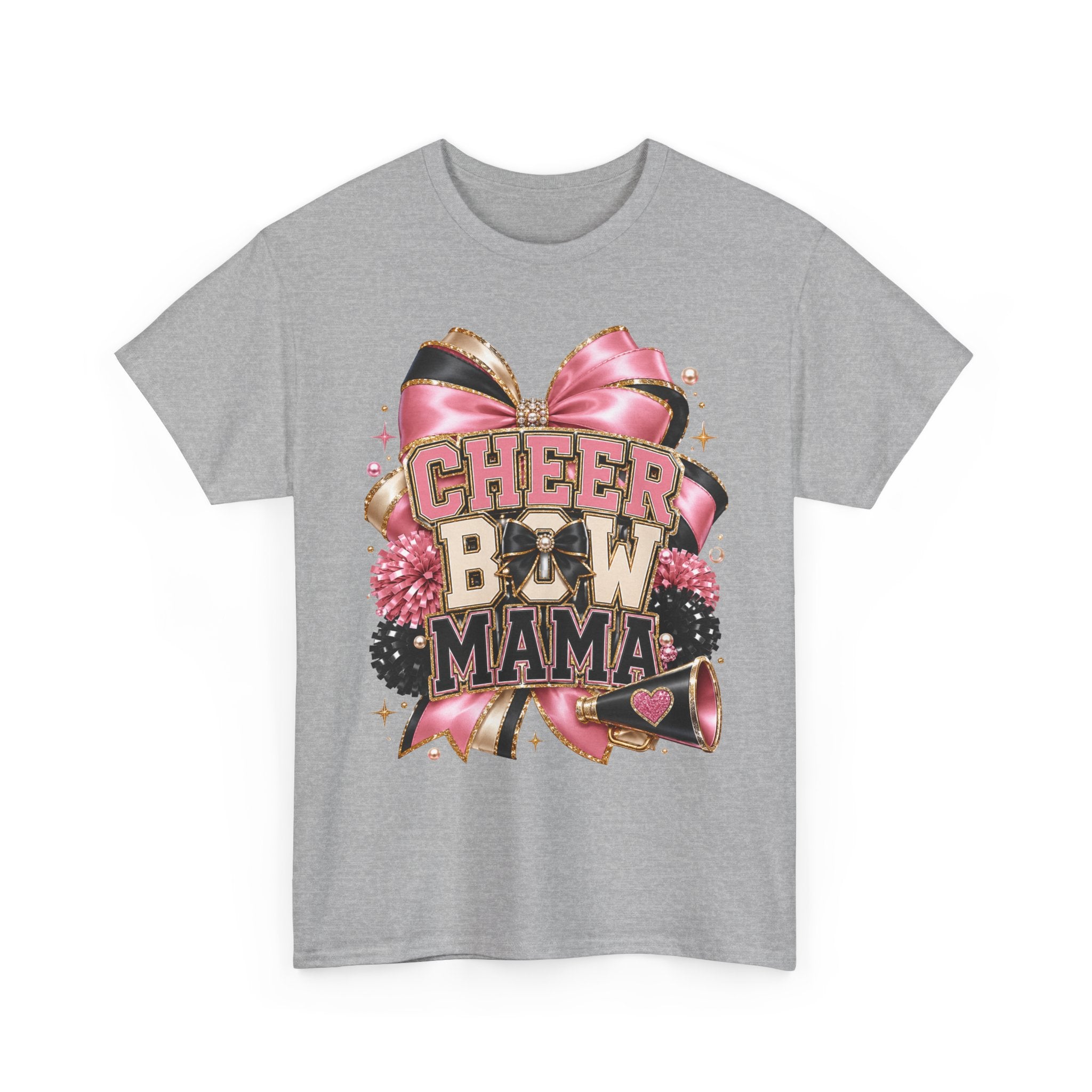 Cheer Bow Mama T-Shirt — Pink Cheer Mom Graphic Tee