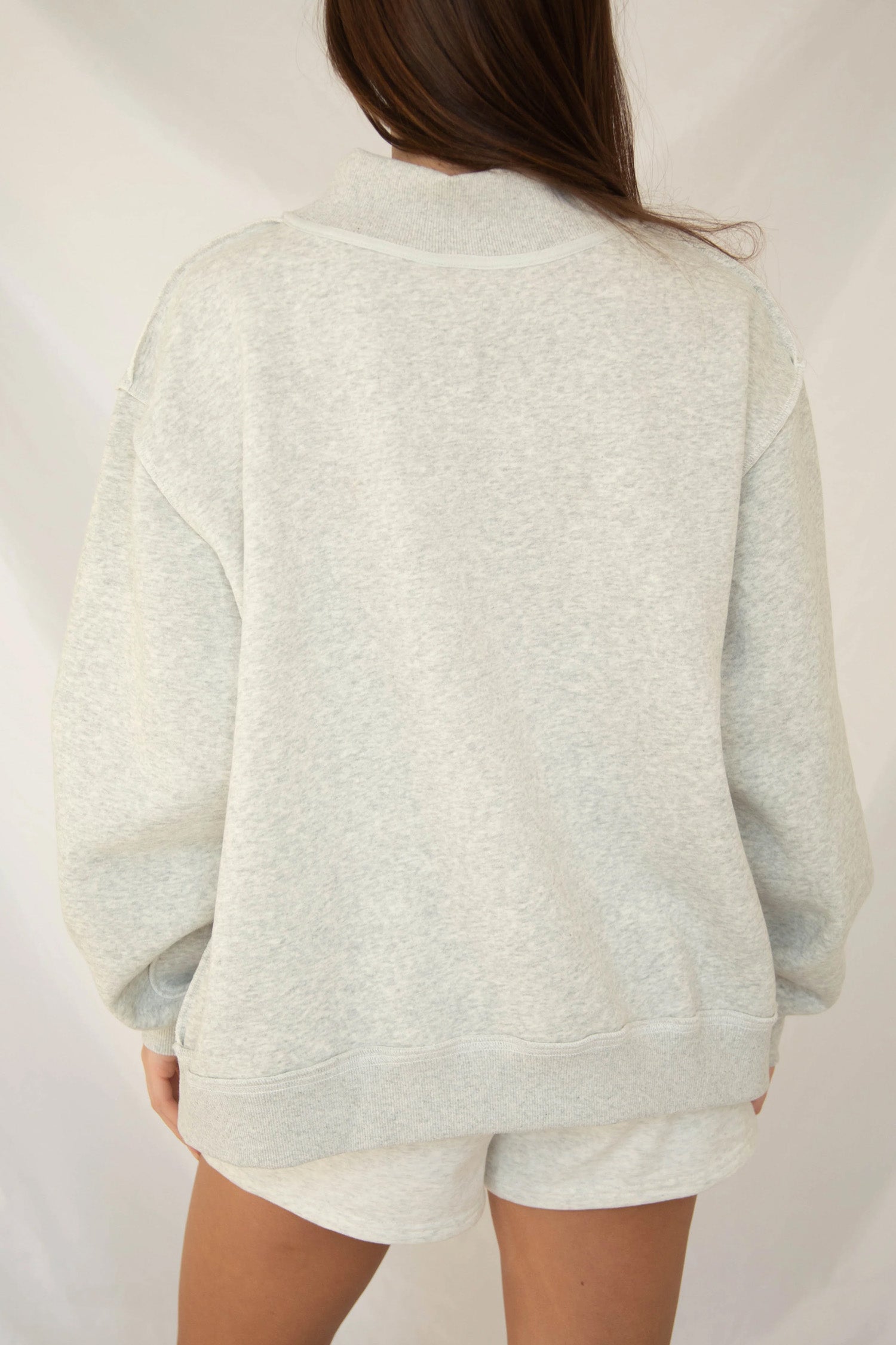 Light Grey High Neck Polka Dot Slogan Printed Baggy Sweatshirt