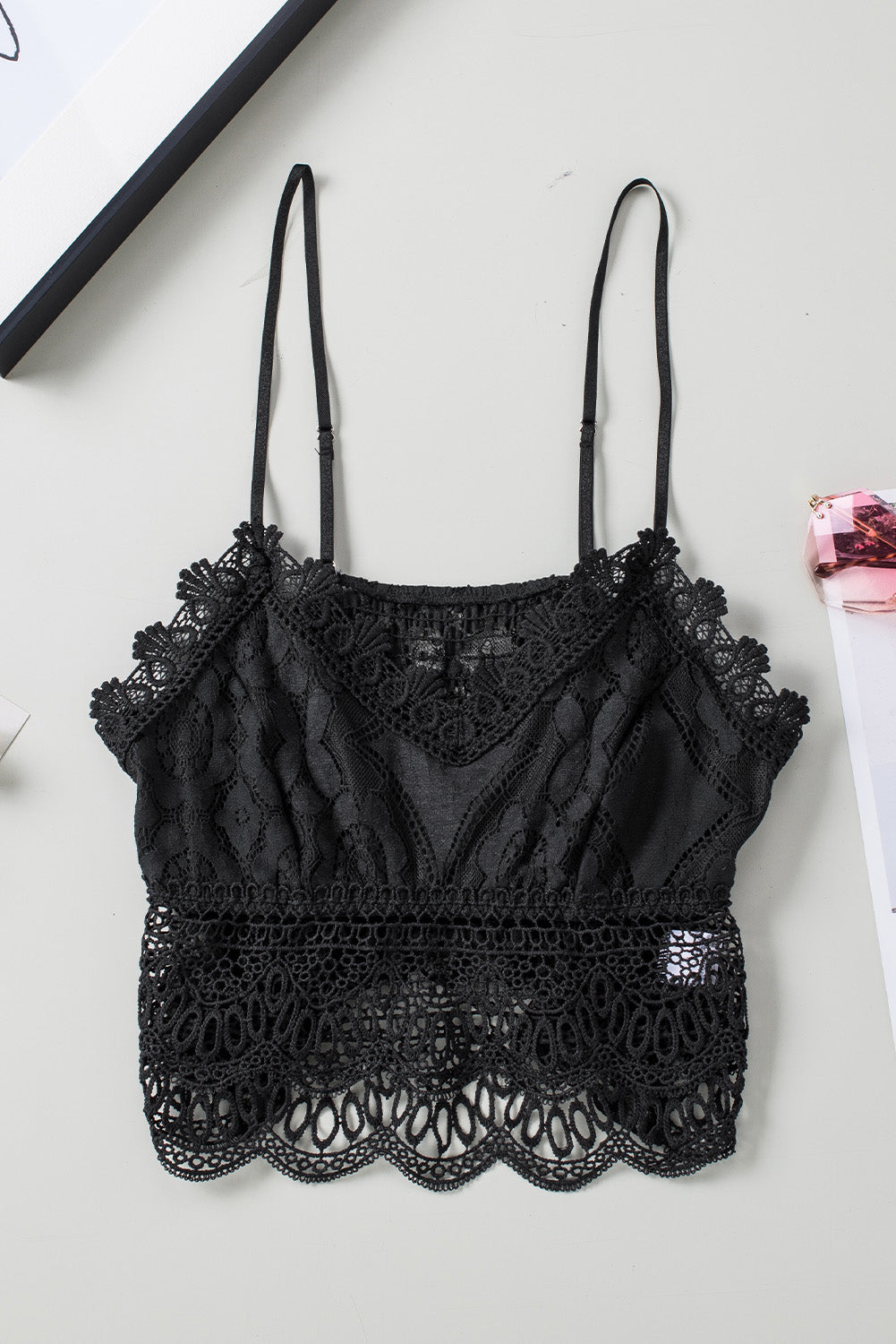 Black  Crochet Lace Bralette Crop Top