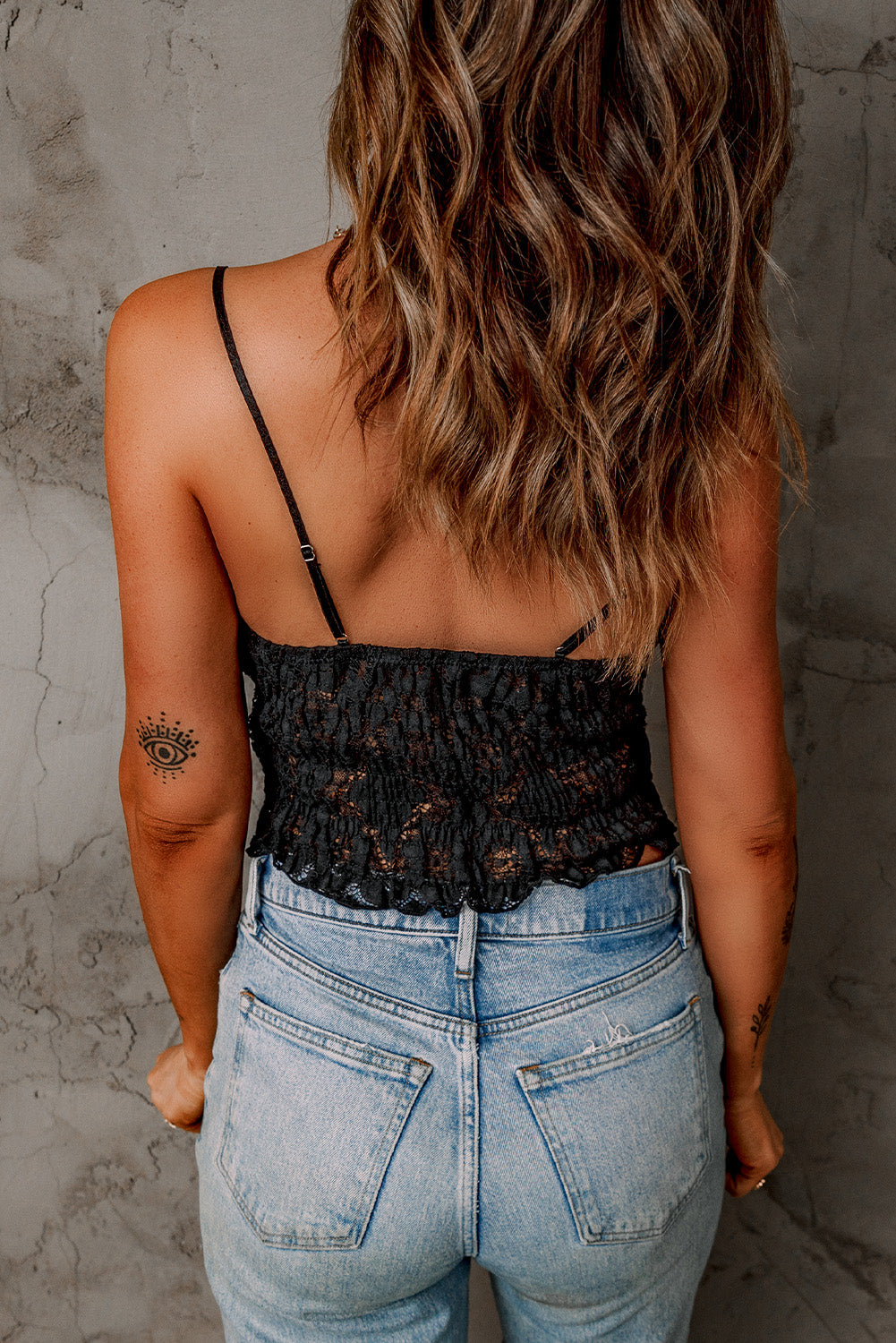 Black  Crochet Lace Bralette Crop Top